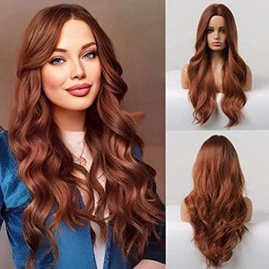 𝅺women Natural Synthetic Hair Wig Auburn
